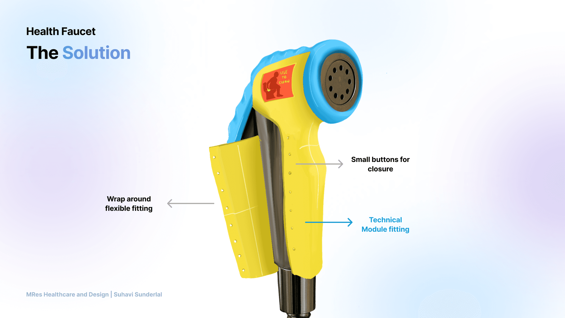 Original viva drawing showing the sleeve opened around an existing faucet and its button-style closure